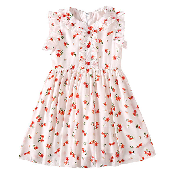 Moodne lühikeste varrukate ja nööpidega lastekleit