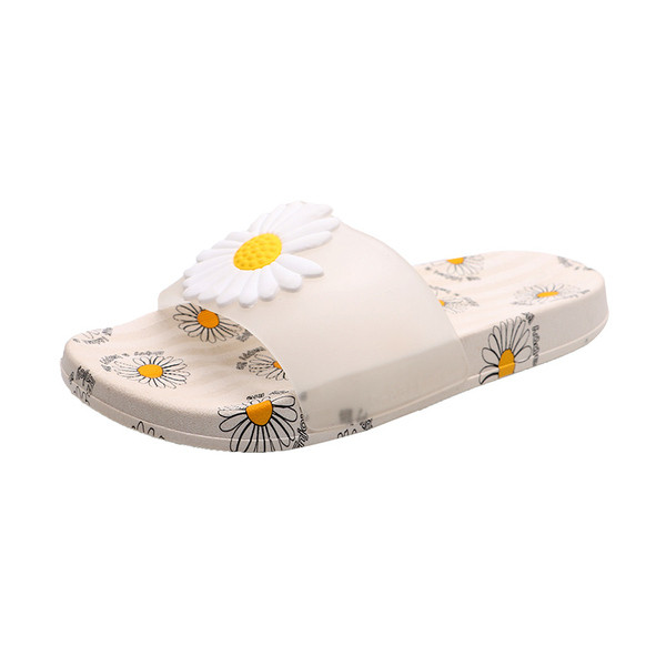 Alkalmi női papucs lapos talppal és virágos rátéttel