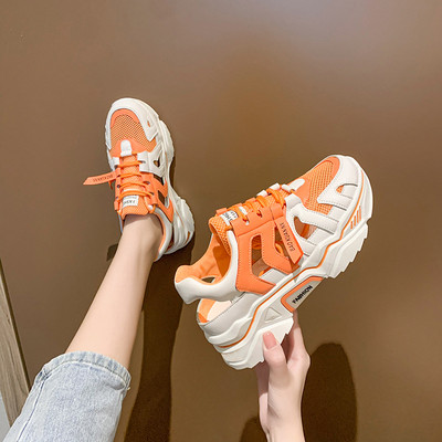 Нов модел дамски маратонки с груба подметка и мрежа 