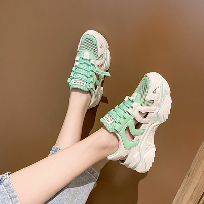 Нов модел дамски маратонки с груба подметка и мрежа 