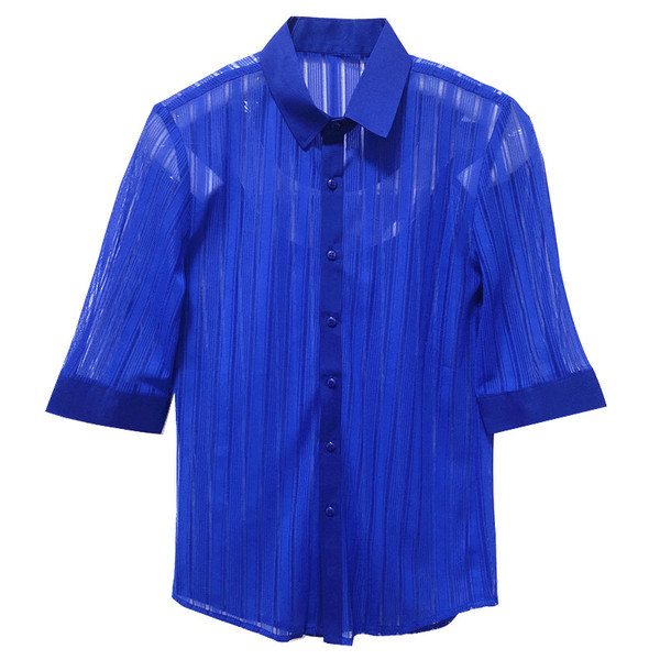 Permatomi vyriški marškiniai su 3/4 rankovėmis