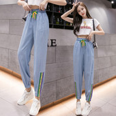 Дамски ежедневен панталон с ластична талия и връзки