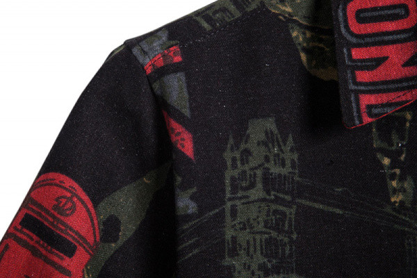 Цветна мъжка риза с класическа яка и къс ръкав