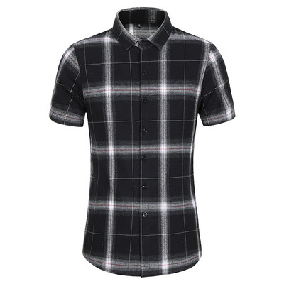 Карирана мъжка риза втален модел с къс ръкав
