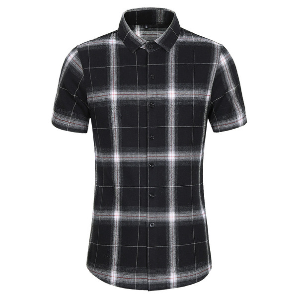 Карирана мъжка риза втален модел с къс ръкав 