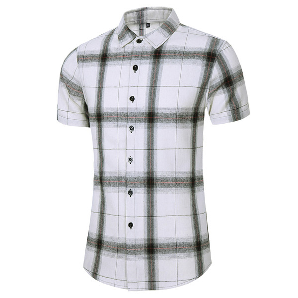 Карирана мъжка риза втален модел с къс ръкав 