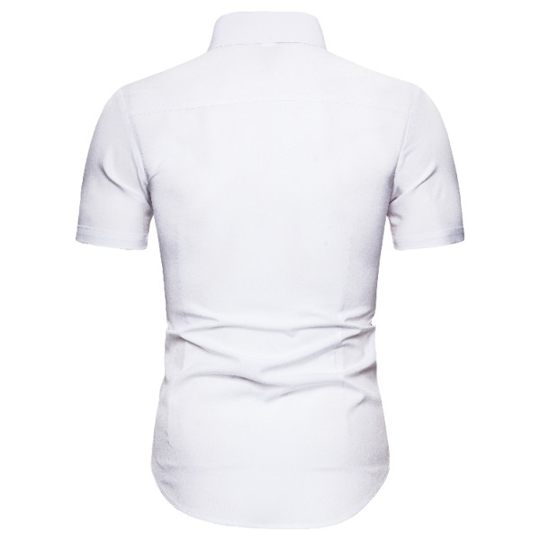 Бяла мъжка риза втален модел с къс ръкав