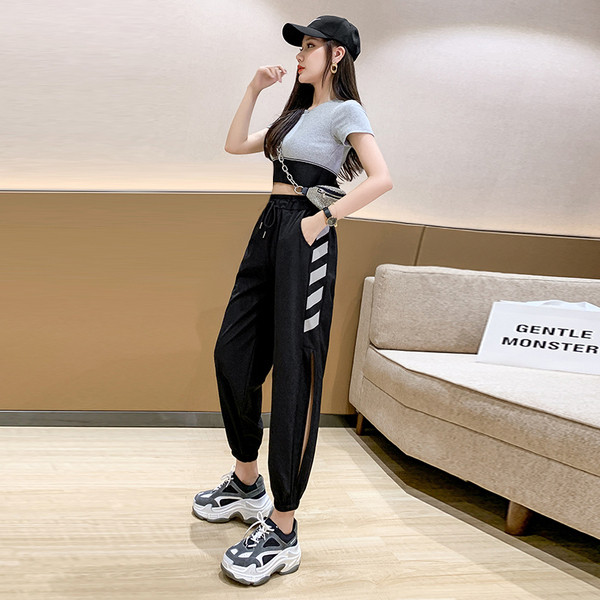 Дълги ежедневни панталони с ластична талия и връзки 