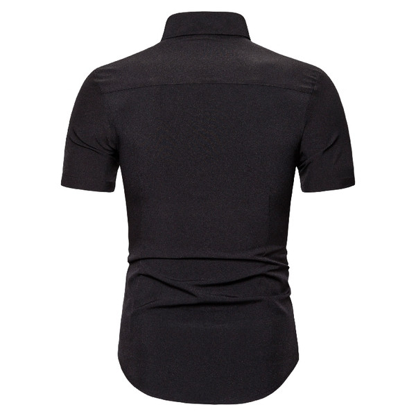 Вталена мъжка риза с класическа яка и къс ръкав