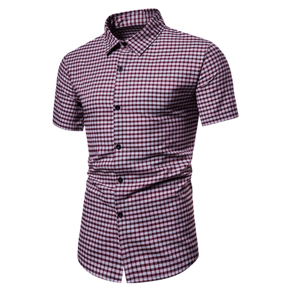 Karirana muška košulja s klasičnim ovratnikom i kratkim rukavima
