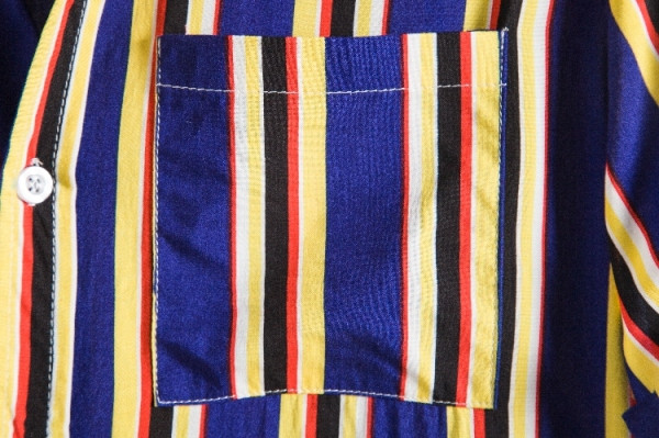 Раирана мъжка риза с къс ръкав и джоб