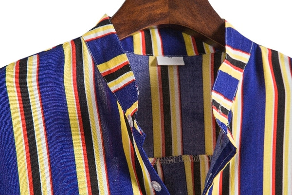 Раирана мъжка риза с къс ръкав и джоб