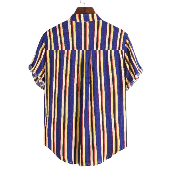 Раирана мъжка риза с къс ръкав и джоб