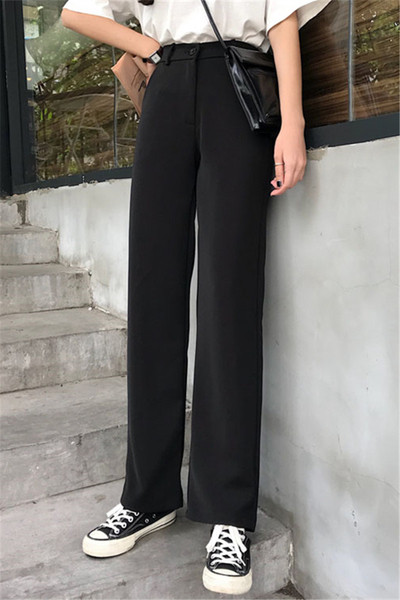 Ženske hlače s visokim strukom u crnoj boji - ravni model