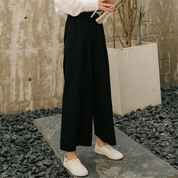 Дамски панталон с ластична талия и джобове в бежов и черен цвят