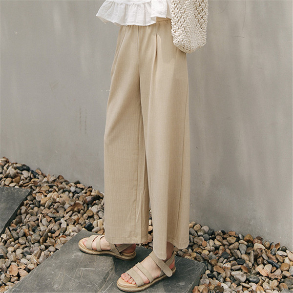 Дамски панталон с ластична талия и джобове в бежов и черен цвят