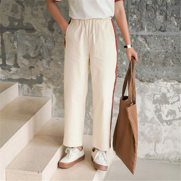 Дамски дълъг ежедневен панталон с джобове и висока талия