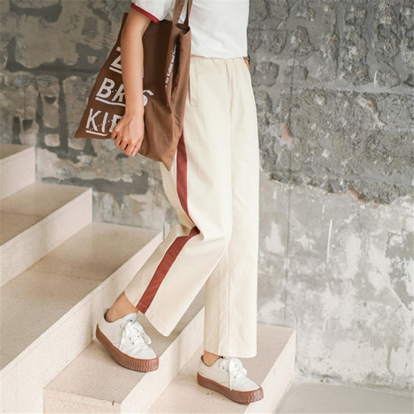 Дамски дълъг ежедневен панталон с джобове и висока талия