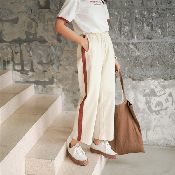 Дамски дълъг ежедневен панталон с джобове и висока талия