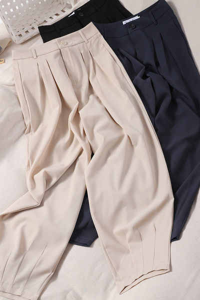 Дамски ежедневен панталон с висока талия и джобове в три цвята