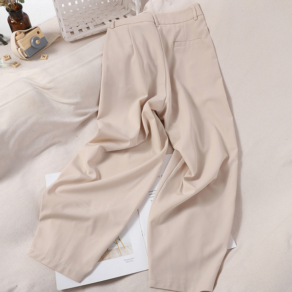 Дамски ежедневен панталон с висока талия и джобове в три цвята