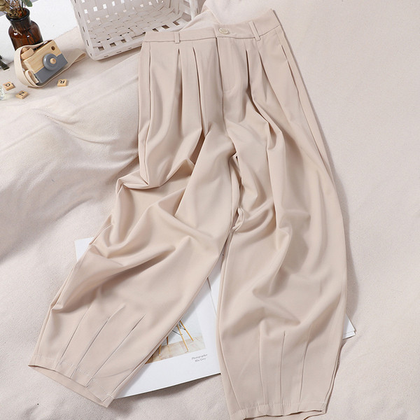 Дамски ежедневен панталон с висока талия и джобове в три цвята