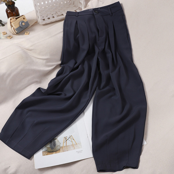 Дамски ежедневен панталон с висока талия и джобове в три цвята