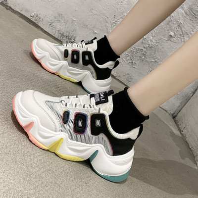 Дамски ежедневни маратонки с цветна груба подметка