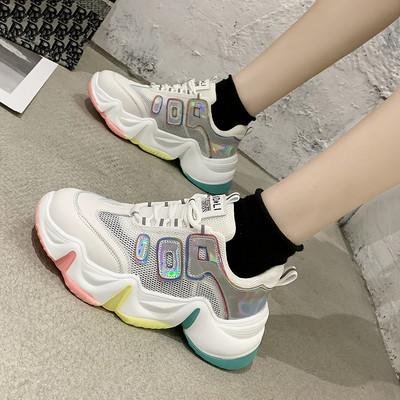 Дамски ежедневни маратонки с цветна груба подметка