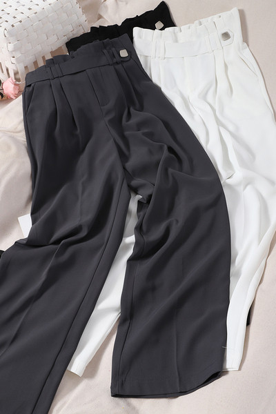 Moderne ženske hlače s visokim strukom - široki model