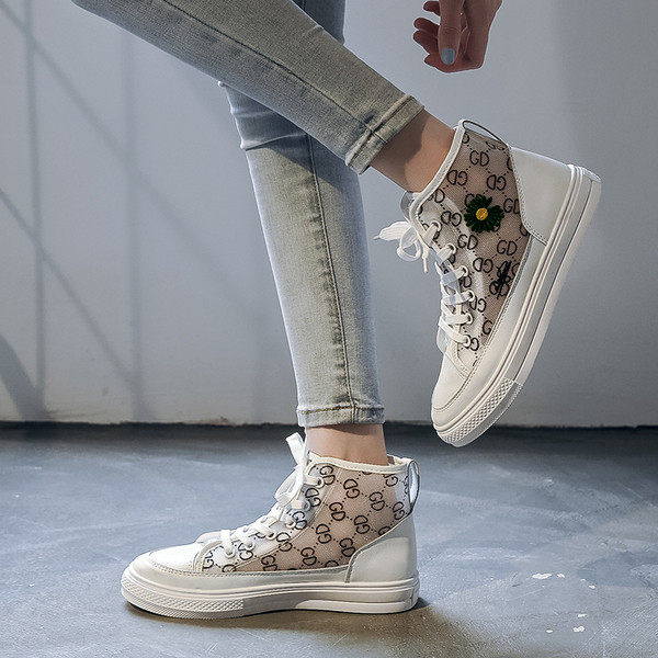 Ženske ležerne tenisice s ravnim potplatom i mrežicom