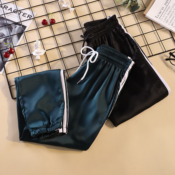 Ежедневен дамски панталон с ластична талия и кант