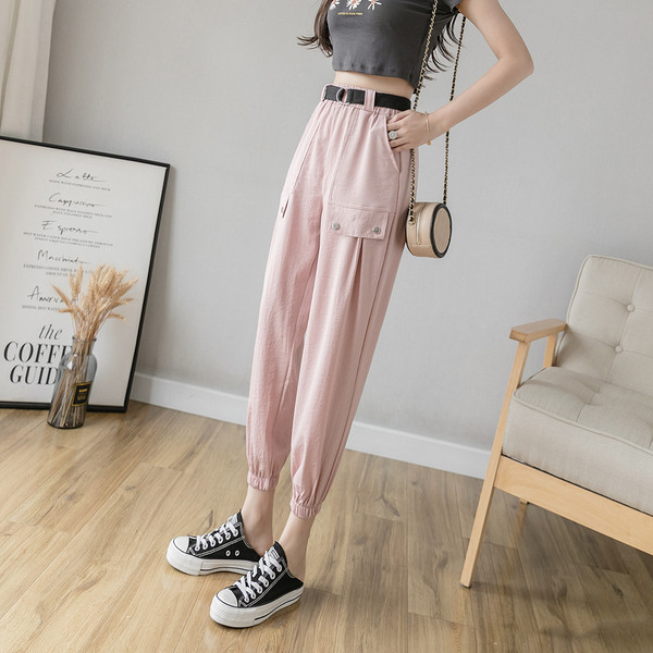 Дамски ежедневен панталон с висока талия и джобове в няколко цвята