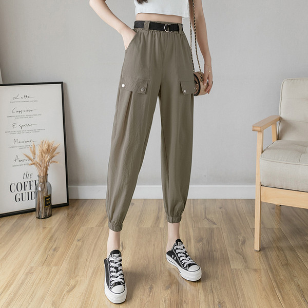 Дамски ежедневен панталон с висока талия и джобове в няколко цвята