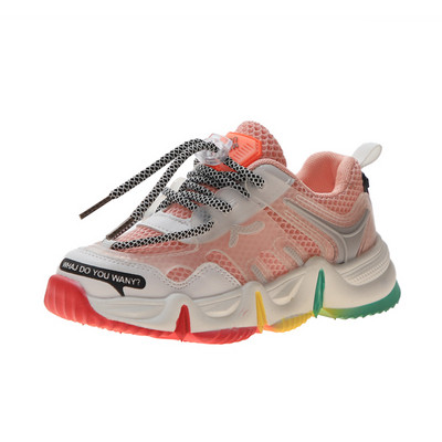 Спортни детски маратонки с връзки и груба подметка за момичета