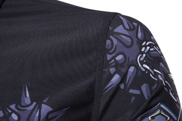 Модерна мъжка риза с цветна щампа и дълъг ръкав