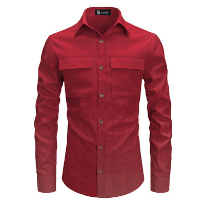 Мъжка риза втален модел с дълъг ръкав и джобове