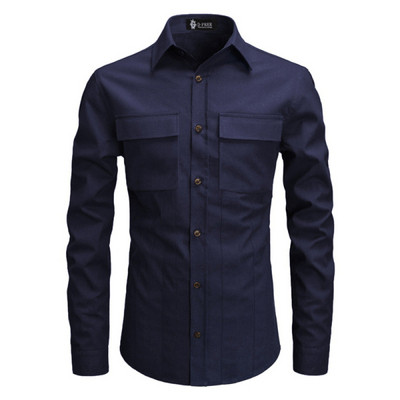 Мъжка риза втален модел с дълъг ръкав и джобове