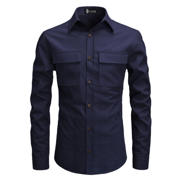 Мъжка риза втален модел с дълъг ръкав и джобове