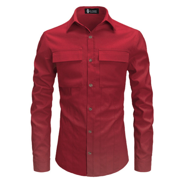Мъжка риза втален модел с дълъг ръкав и джобове