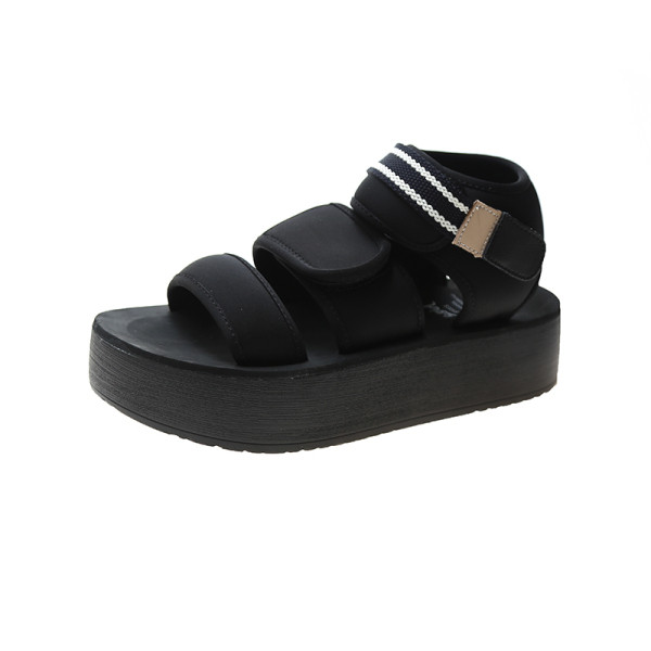 НОВО Дамски модерни сандали с висока подметка и велкро лепенки 