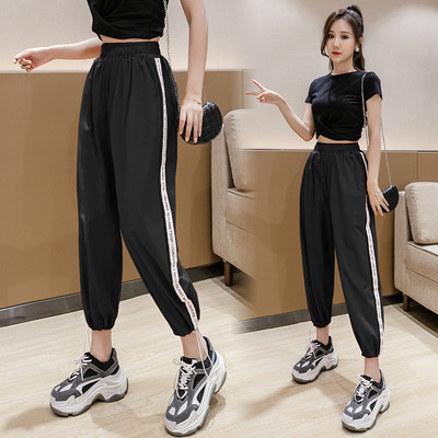 Дамски панталон с кант и ластична талия