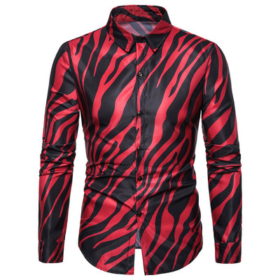 Muška pripijena košulja s dugim rukavima, klasičnim ovratnikom i životinjskim uzorkom