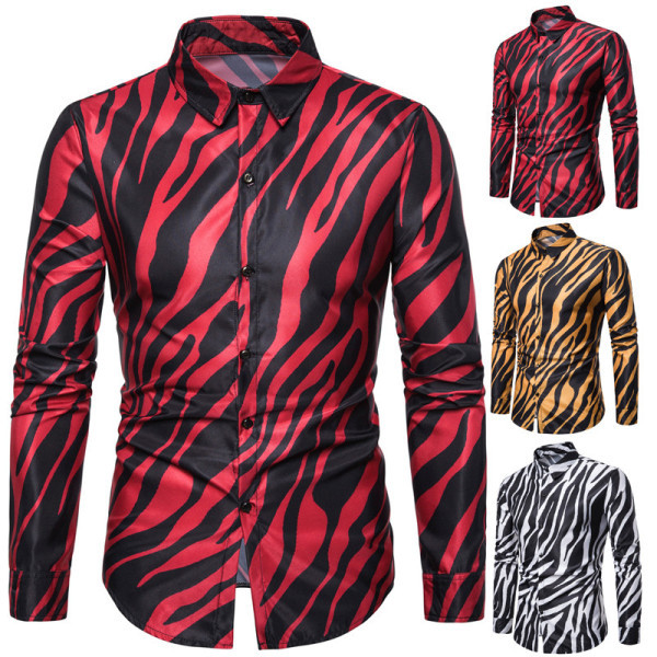 Muška pripijena košulja s dugim rukavima, klasičnim ovratnikom i životinjskim uzorkom