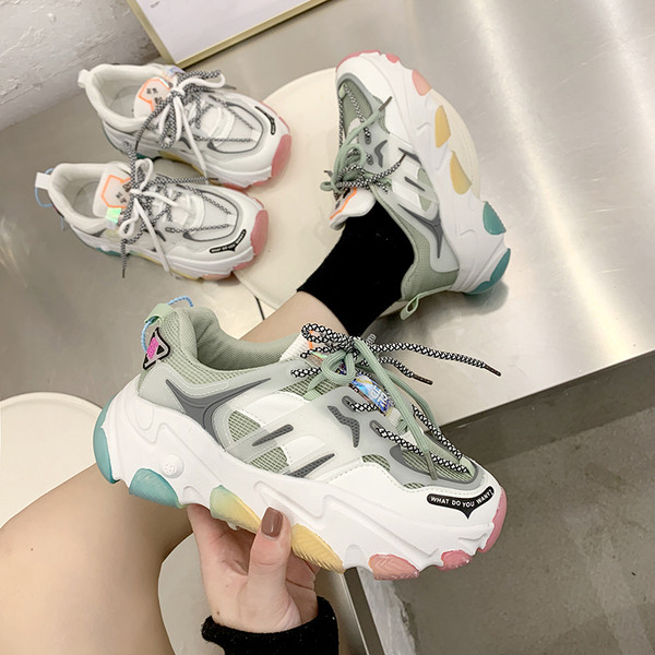 Ženske proljetne tenisice s grubim potplatom u boji