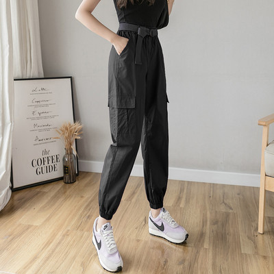 Дамски панталон с висока талия и  колан в няколко цвята