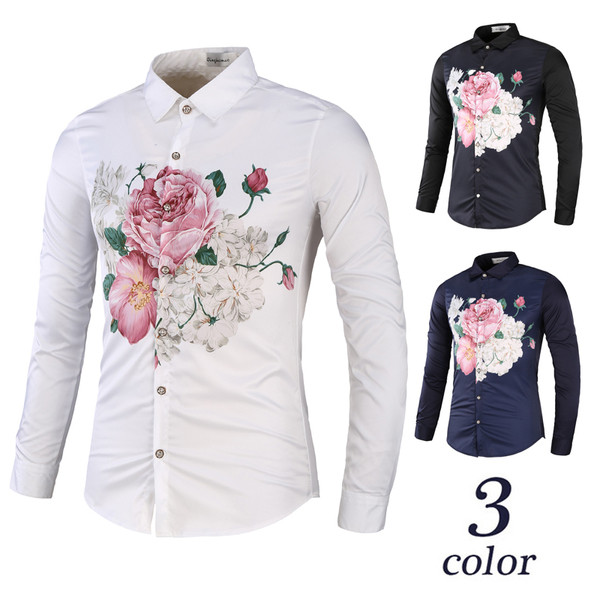 Novi model muške košulje Slim model dugih rukava sa cvjetnim printom