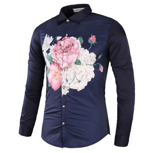 Novi model muške košulje Slim model dugih rukava sa cvjetnim printom