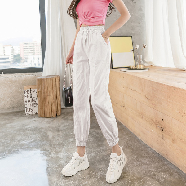 Дамски панталон с ластична талия и връзки в няколко цвята