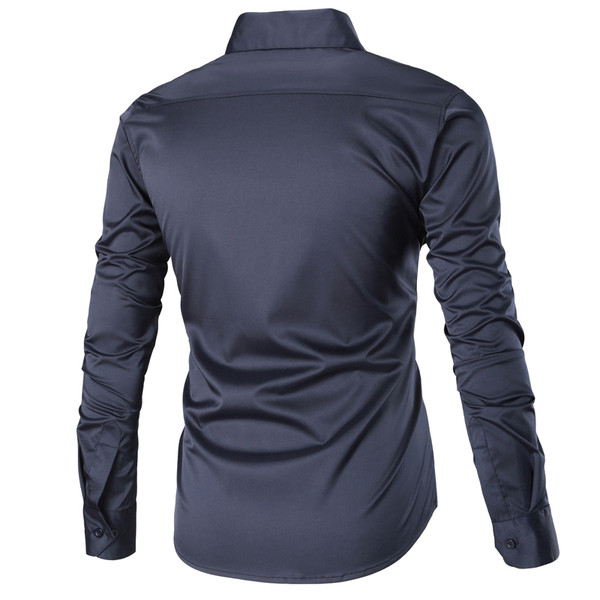 Стилна мъжка риза Slim модел с дълъг ръкав и класическа яка